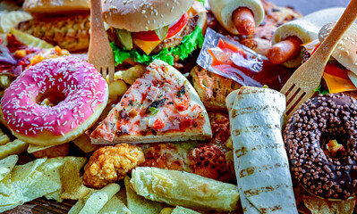 Fast food leftovers. Wasted food