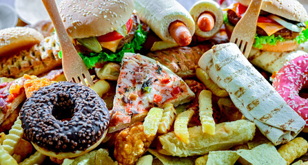 Fast food leftovers. Wasted food