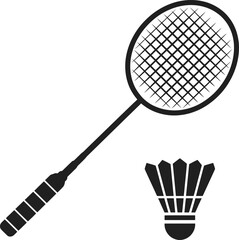 Badminton racket and shuttlecock illustration a sleek design on transparent background silhouette