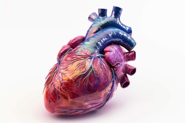 Anatomical Heart Study: A detailed anatomical depiction of the human heart, revealing the complex network of vessels and chambers, showcasing the intricacies of the cardiovascular system.