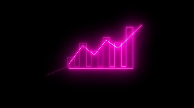 Glowing Neon Graph Icon Animation.Glowing Chart Icon for Analytics,Smooth Motion Design for Data Insight and Performance Metrics