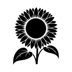 Silhouette of a sunflower with leaves
