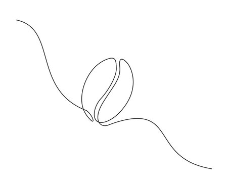 Continuous one line drawing of coffee beans. Roasted ccoffee beans line art vector illustration. Editable stroke.