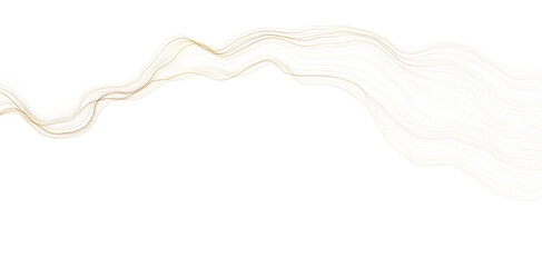 minimalistic abstract organic golden wave perlin noise flowfield as flow lines without background