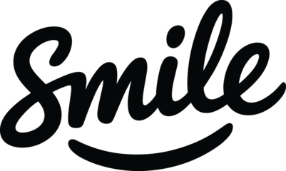 Fotobehang Positive Typography Smile typography design, cursive lettering logo, brush script word art, positive message text, cheerful calligraphy, happy branding illustration  © Ashik Creatives