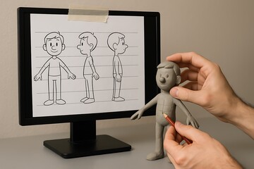 Character Design Process: Sculpting a Clay Model with Digital Reference