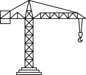 Tower crane drawing, construction equipment sketch, industrial machinery illustration, detailed engineering design, heavy lifting structure, building site tool, architecture construction graphic