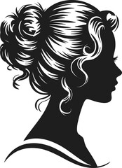 Elegant woman s updo hairstyle profile illustration on transparent background silhouette