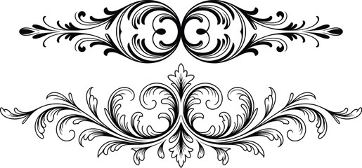 Vintage Floral Ornamental Divider Design Clipart.