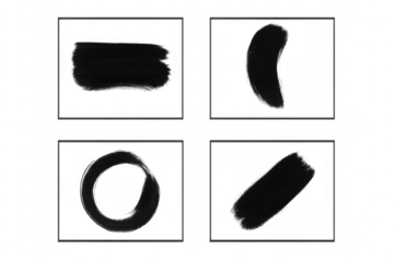 Black paint brush strokes design elements set
