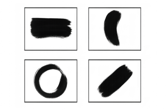 Black paint brush strokes design elements set