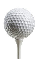 Close-up of a golf ball atop a tee