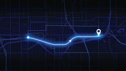 Detailed GPS-style city map of Oklahoma City in blue colour on a black background. Perfect vector illustration for travel graphics, urban posters, and modern map design projects.