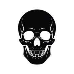 Black silhouette of a human skull with white eye sockets