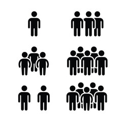 Silhouettes of people in groups of varying sizes