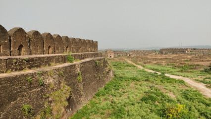 Arched battlement view on the walls of Rohtas Fort