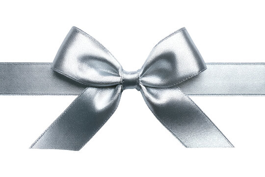 Elegant silver satin ribbon bow