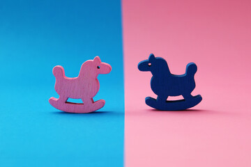 Two wooden rocking horses, children's toys