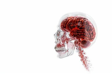 The Cerebral Marvel: A detailed, three-dimensional representation of the human brain, showcasing its intricate network within the protective framework of the skull.