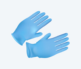 Latex gloves as a symbol of protection against viruses and bacteria. Precaution icon. Pair of medical gloves isolated