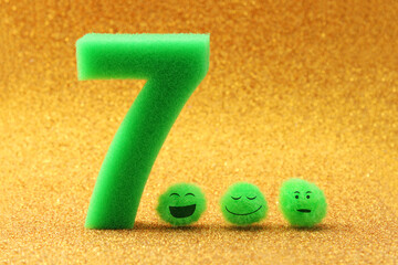 Number seven, happy plush spheres follow the lucky