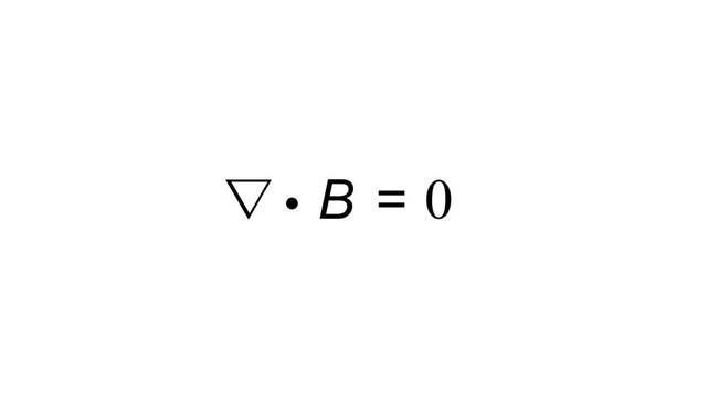 Icon of Gausss law for magnetism, from Maxwells equations, nabla dot B equals zero. Represents no magnetic monopoles and the mathematical beauty of electromagnetism, physics. mathematical concept.