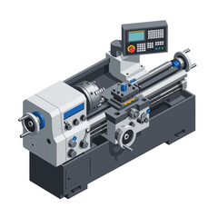 Industrial Manufacturing Vector Equipment: Metal Turning CNC Lathe