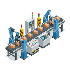 Industrial Logistics Vector Automation and Assembly Process Illustration