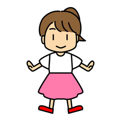 正面を向く笑顔の女の子のかわいいキャラクター