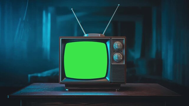 Vintage Television or tv Set Green Background with Noise and Static. Old vintage television or tv template. You can replace green screen with the footage or picture you want with &ldquo;Keying&rdquo; effect in AE