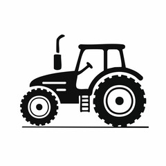 Obraz premium Tractor Icon Simple Black Silhouette of Agricultural Vehicle for Farming and Transportation