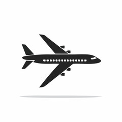 Black Silhouette Aircraft Flying, Commercial Transportation, Travel and Tourism Icon