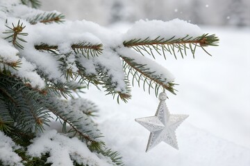 Snowy Pine and Star Decor