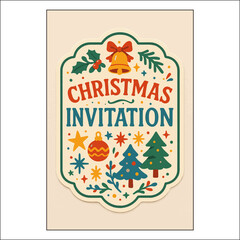 Christmas Invitation Label Design 
