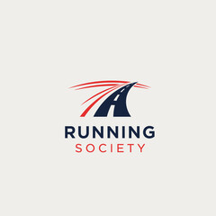 Dynamic road logo design for athletic branding or running community