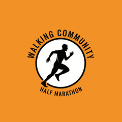 Dynamic Silhouette: Running man in a circle logo for sports community