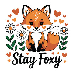 Cute cartoon fox character with big eyes and bushy tail illustration.