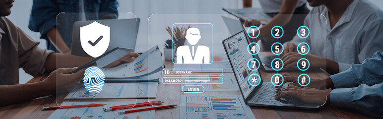 A detailed view of a secure authentication system featuring fingerprint scanning and password entry...