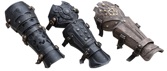 Detailed view of three intricately designed fantasy gauntlets showcasing craftsmanship and style