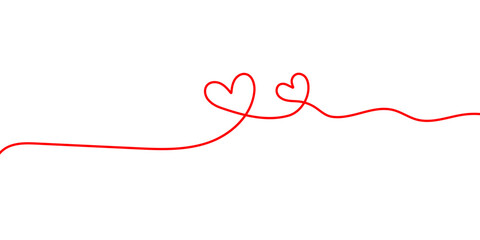 Heart continuous single line drawing on white background