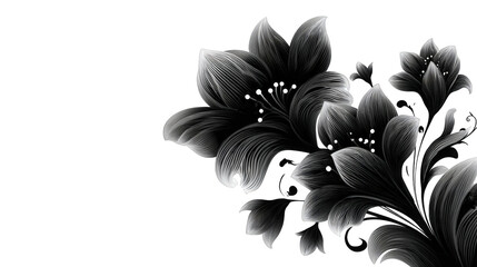 Elegant black floral design with intricate details, suitable for backgrounds and decorations