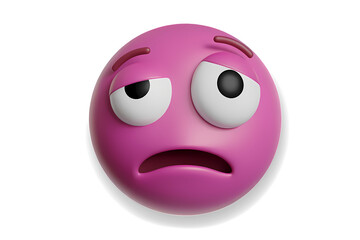 Fototapeta premium Bored pink 3D emoji with skeptical, tired, and unamused expression.