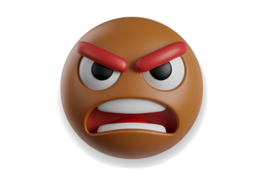 Cartoonish Fury: Bright Brown Emoji with White Eyes.