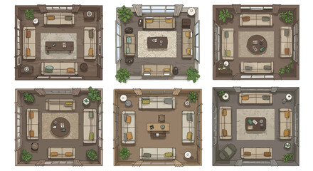 Obraz premium interior design floor plan showcasing living room layouts displaying furniture arrangement and room decor for home planning ideal for architects