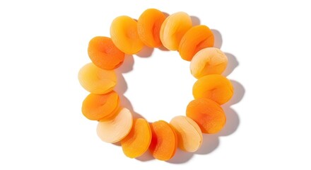 Circular Arrangement Of Dried Apricots On White Background Displaying Healthy Dietary Choice