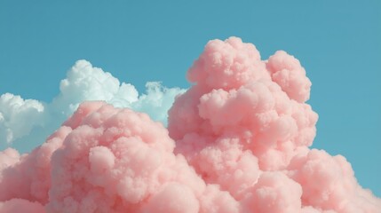 A pink cloud in the sky with a blue sky in the background