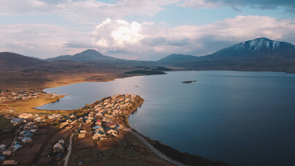 Tabatskuri Lake and Village at Golden Hour
