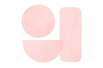 Pink geometric abstract shapes on transparent background