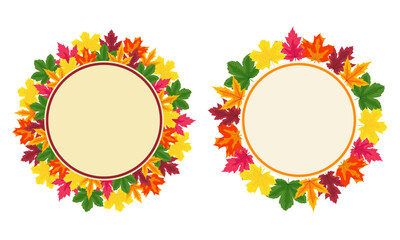 Autumn Maple Leaves Round Frames