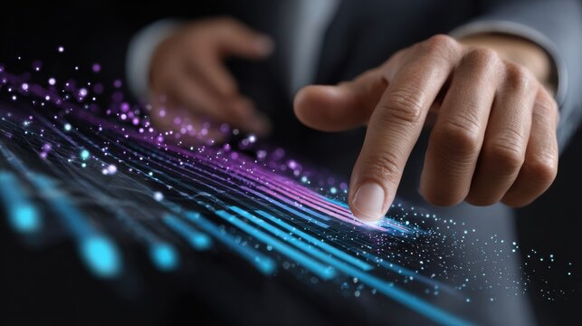 Innovative technology interaction digital space visual content futuristic environment close-up view user engagement